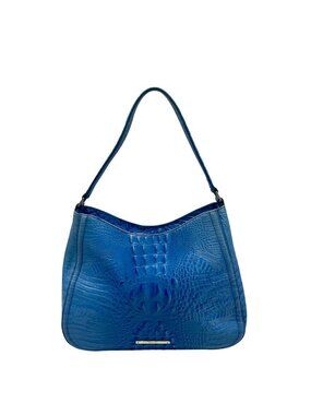 Brahmin Melbourne Blue Croc Embossed Leather Shoulder Bag